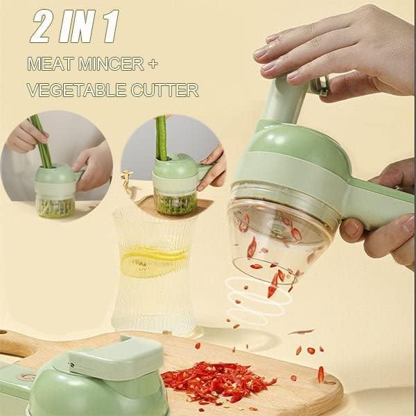 4 in 1 Handheld Electric Vegetable Cutter Set Electric Garlic Mud Masher