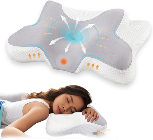 Cooling Cervical Pillow, Orthopedic Pillow with Washable Pillow Cover