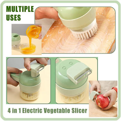 4 in 1 Handheld Electric Vegetable Cutter Set Electric Garlic Mud Masher