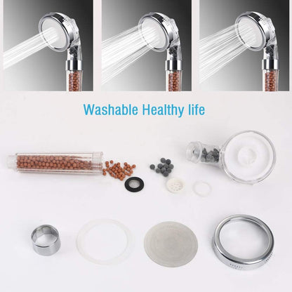 Bathroom Adjustable Showerhead Handheld Showerheads High Pressure Water Saving Filtration with Additional Mineral Beads Removing Chlorine