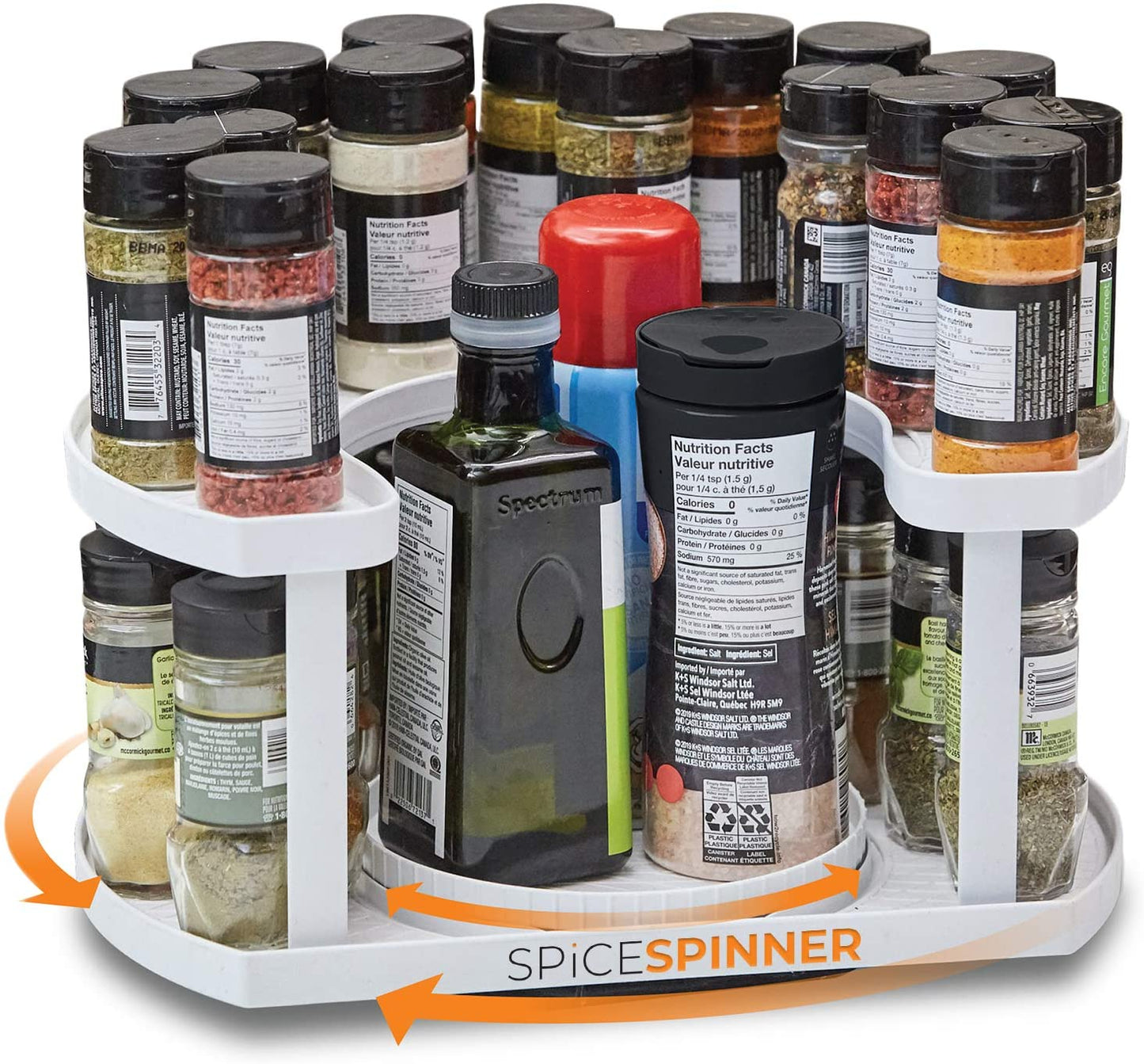 Rotating Spice Rack for 40 Spices - 33 x 25 cm