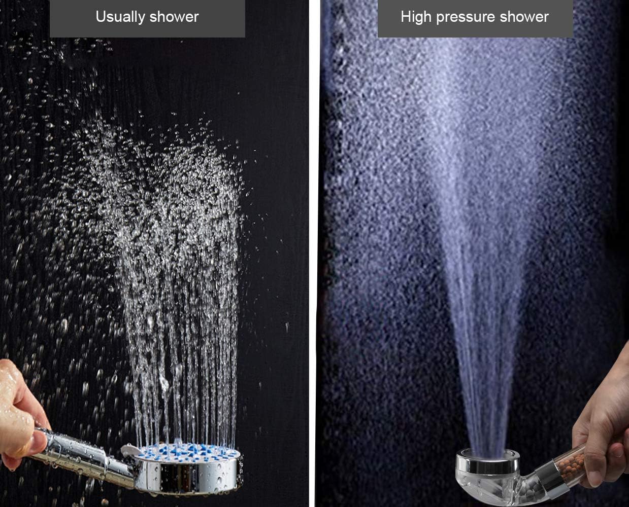 Bathroom Adjustable Showerhead Handheld Showerheads High Pressure Water Saving Filtration with Additional Mineral Beads Removing Chlorine