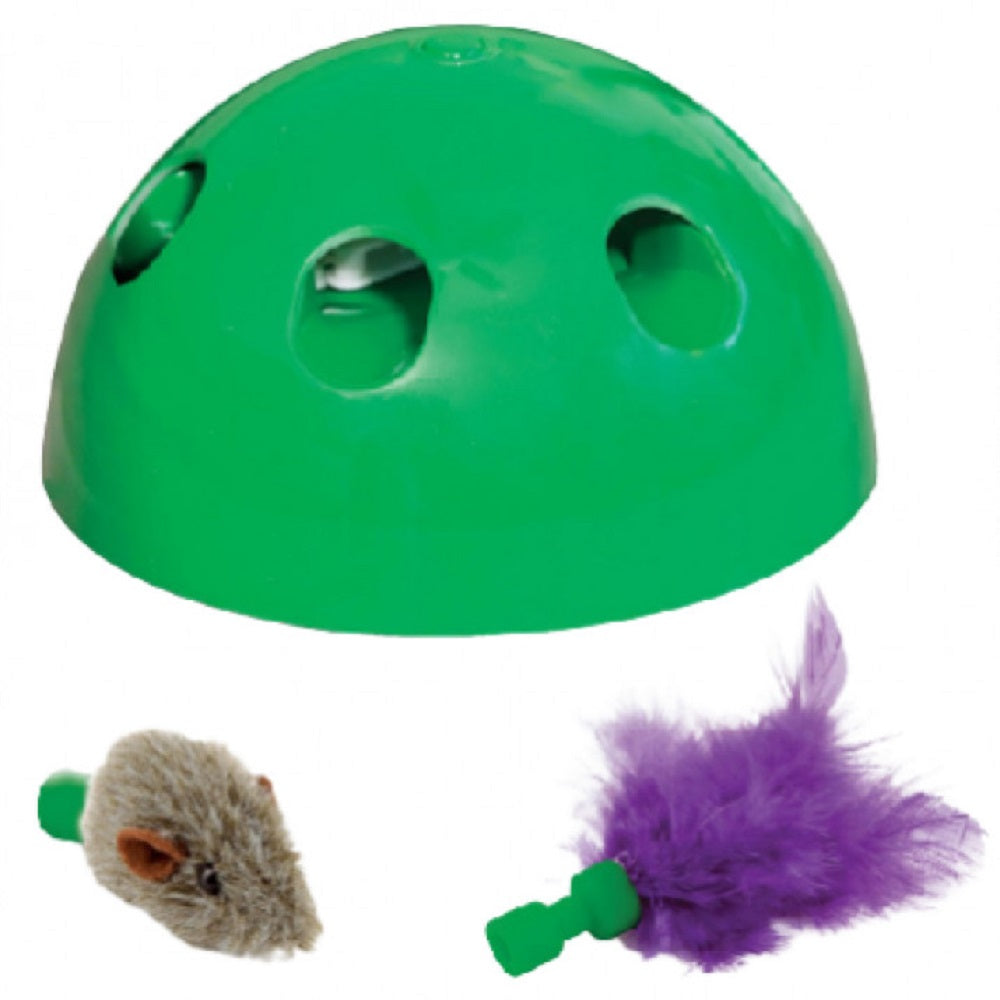 Interactive Skill-Building Cat Toy with Moving Mouse and Sound Effects