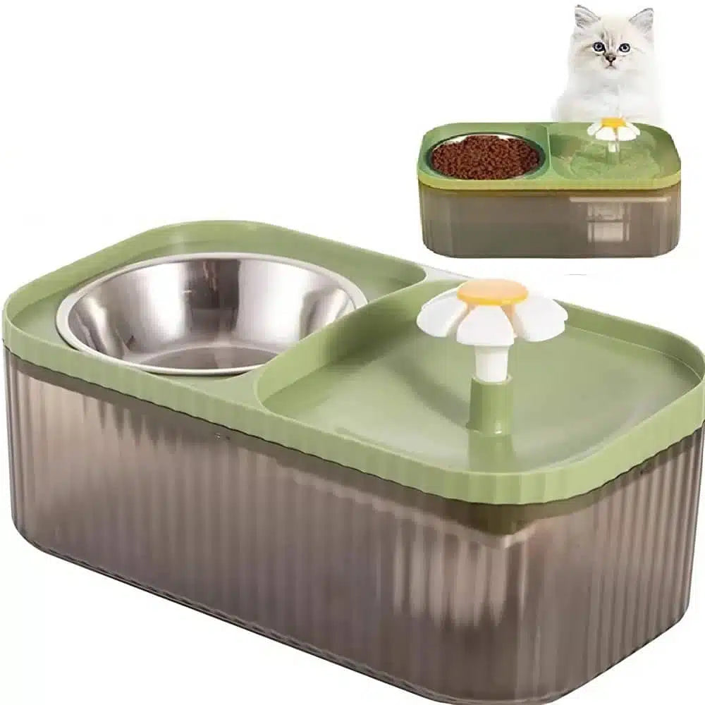 Premium Elevated Automatic Cat Water Fountain with Stainless Steel Bowl