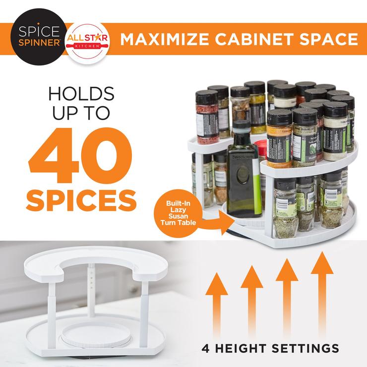 Rotating Spice Rack for 40 Spices - 33 x 25 cm