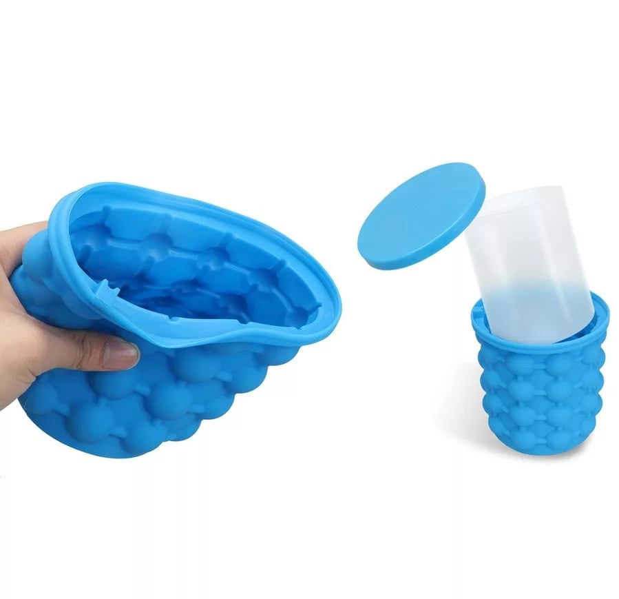 ICE CUBE Genie - Silicone Ice Cube Maker and Ice Bucket