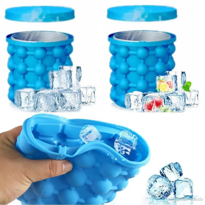 ICE CUBE Genie - Silicone Ice Cube Maker and Ice Bucket