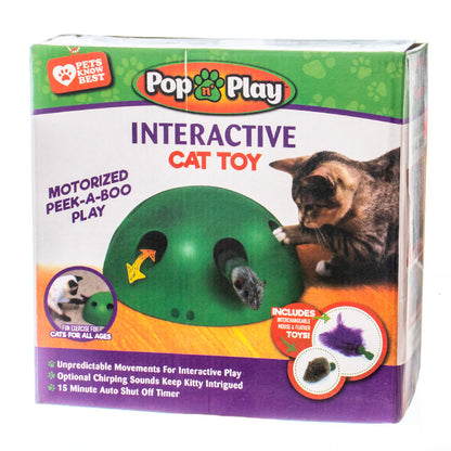 Interactive Skill-Building Cat Toy with Moving Mouse and Sound Effects