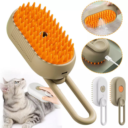 3-in-1 Electric Pet Grooming Brush for Cats and Dogs with Steam and Spray Function