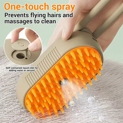 3-in-1 Electric Pet Grooming Brush for Cats and Dogs with Steam and Spray Function